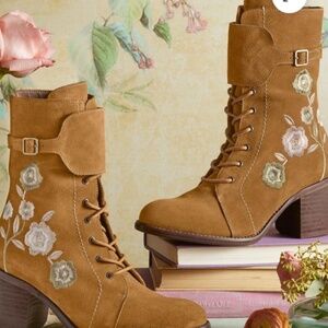 Floral Suede Boots